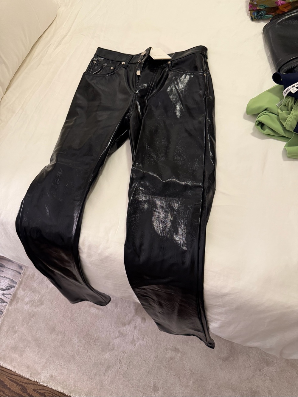 The Frankie Shop Black Shiny Faux-Leather Women’s Jeans